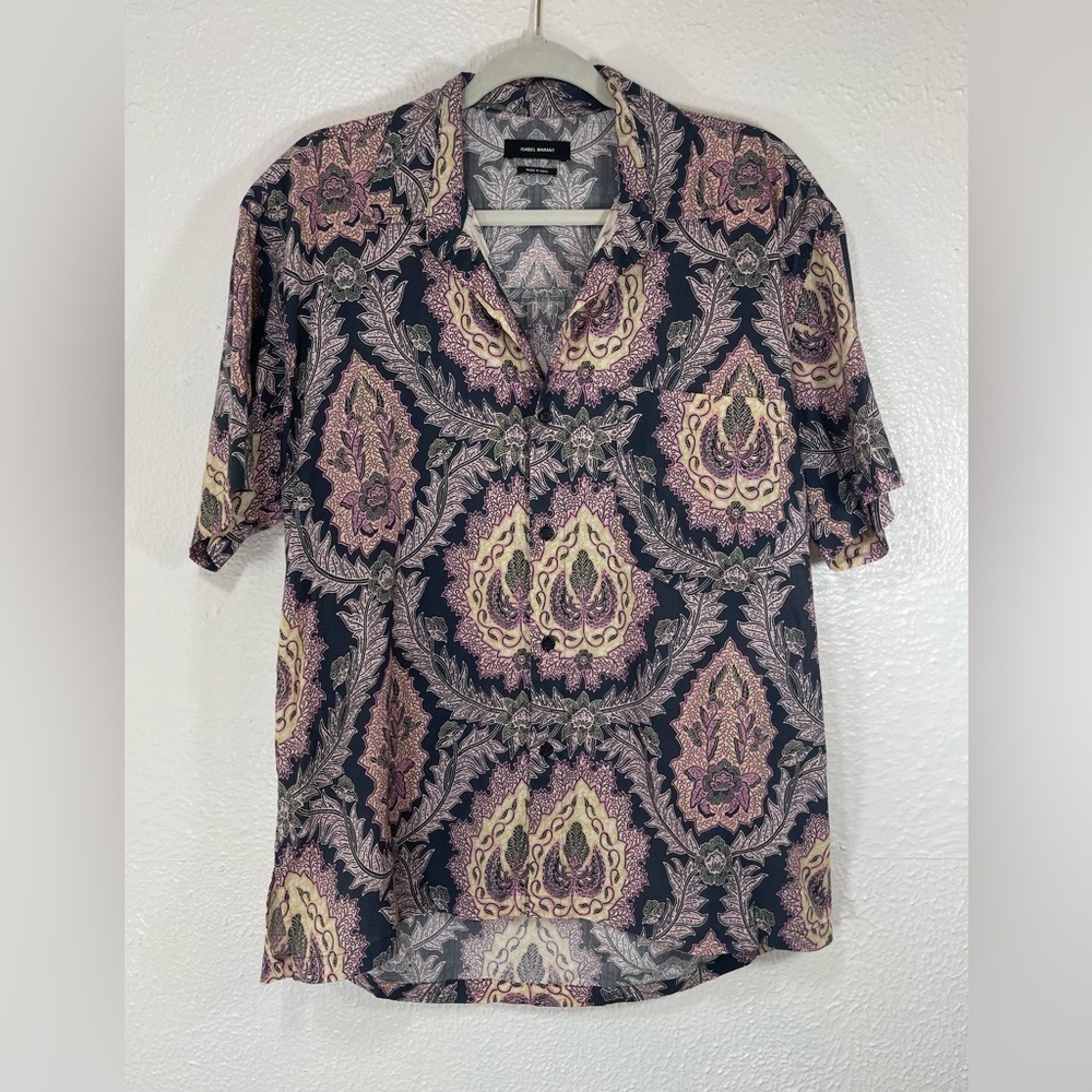 Isabel Marant Iggy Print Short Sleeve Button Up Shirt Oversized Women’s XS